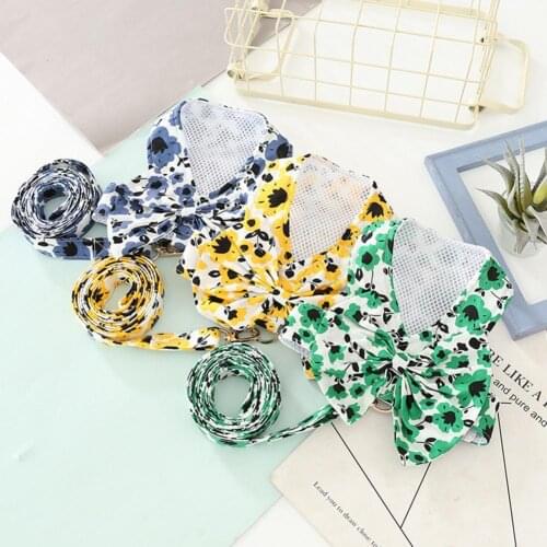 Soft 1 Set Durable Pet Harness Vest Leash Set Breathable Pet Traction Rope Flower Print Pet Supplies