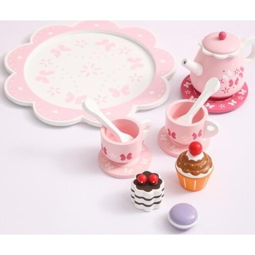 Baby Wooden Tableware Toy Sets Play a House Simulation Afternoon Tea Utensils Miniature Mini Food Educational Toys Child Gift