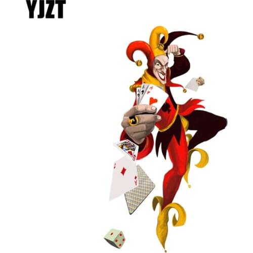YJZT 9.7CM*17.7CM Fun Clown Poker Magic Decal PVC Motorcycle Car Sticker 11-00794