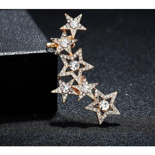 New earrings Exquisite Hollow Out Full Crystal Star Ear Cuff Special Design Zinc Alloy Rhinestones Jewelry Gift Clip Earring