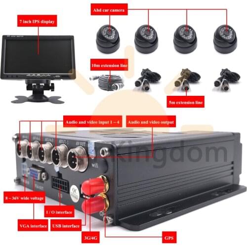 NTSC / PAL vehicle video recorder 3G / 4G remote monitoring 4-channel bus ahd 1080p package supports GPS positioning