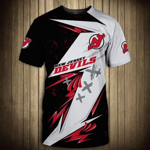New Jersey fashion casual men Devils t-shirt Red graffiti flower arrow print cool tops