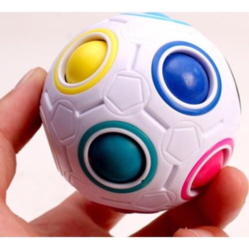 Educational Rainbow Ball Puzzles Spheric Magic Cube Toy Adult Kids Plastic Creative Football Fidget Educational Toys Gifts