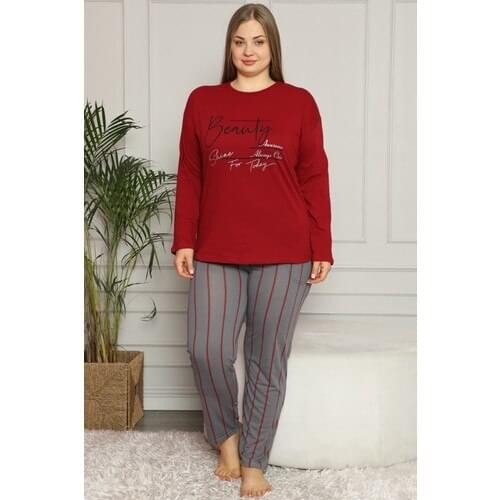 Sleepwear House Beauty Printed Long Sleeve Large Size Outsize Sleepwear