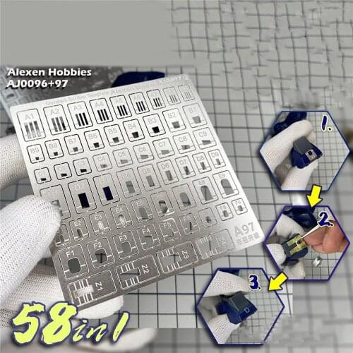 58in1 Flat Folding Engraved Scribing for Gundam Model Hobby Tool Scriber Template Auxiliary Ruler