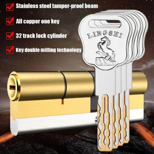 Anti-theft door lock core Gate lock living room door lock cylinder stainless steel brass lock 10 keys European American standard