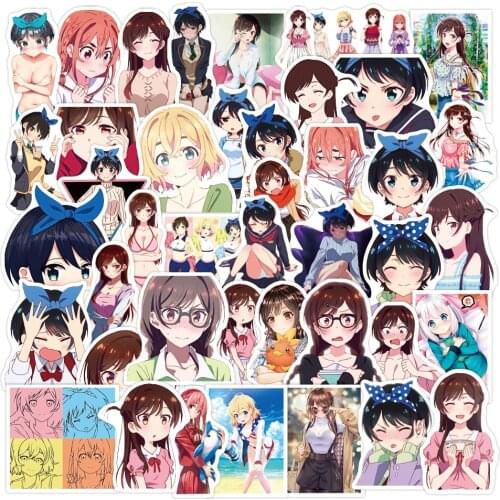 50Pcs Anime Rent A Girlfriend Stickers Cute Kawaii Anime Girls Sticker for Laptop Skateboard DIY Toys Decals Motorcycle Guitar