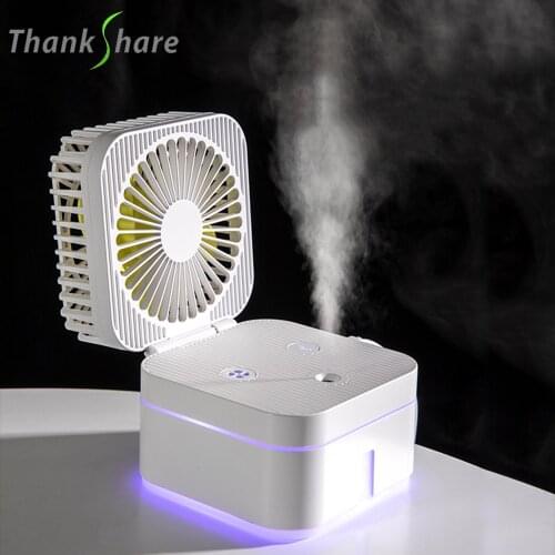 THANKSHARE USB Desk Water Cooling Fan Mini Air Condition Humidifier 7 Color LED Night Light Micro Cooler Fan For Home Office
