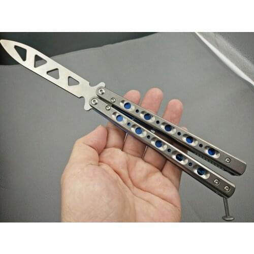 Theone Butterfly Trainer Knife BM51 V3 D2 Blade Titanium Handle Jilt Knife Not Sharp Hunting Folding Pocket Knife extremetribes