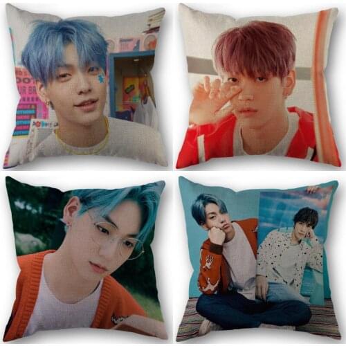 TXT Soobin Kpop Star Pillowcase High Quality Home Textile Cotton Linen Fabric 45x45cm One Side Decoration Pillow Cover New 0519