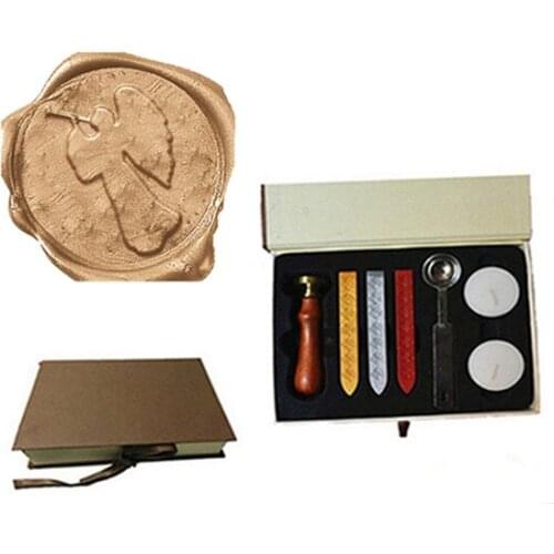 Vintage Lovely Cupid Angel Trumpet Custom Picture Wedding Invitation Wax Seal Sealing Stamp Sticks Melting Spoon gift Box Set