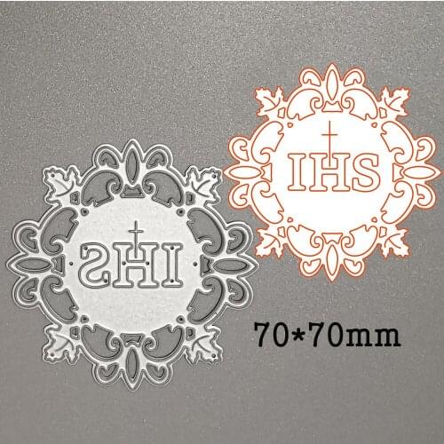 Etched IHS Cross Metal Cutting Dies Handcraft Knife Blade Die Cuts Mold Stencils Scrapbooking Card Decorative Embossing Die