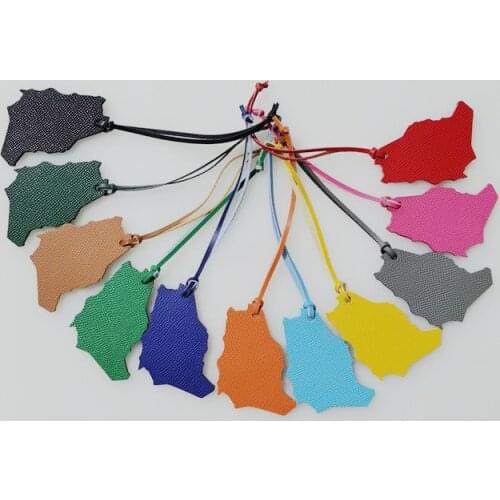 Customized Genuine Leather Character Arabic LetterSaudi Arabia Map Bag Pendant Female Bag Leather Hanging Jewelry Accessories