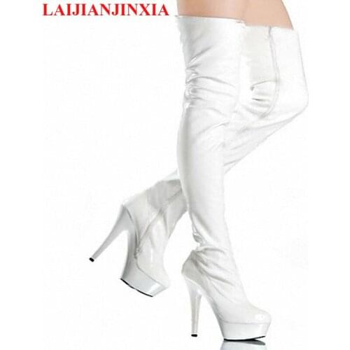 LAIJIANJINXIA Dance Shoes 15cm high heel boots women zipper motorcycle boots Hand Made High Heel Shoes sexy pole dancing boot