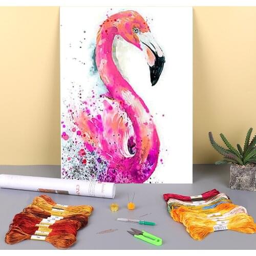 Animal Bird Flamingo Pre-Printed 11CT Cross-Stitch Kit DIY Embroidery DMC Threads Handmade Knitting Handiwork Stamped