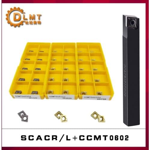 1PC SCACR SCACL Turning tool bar SCACR0808F06 SCACR1010F06 SCACR1212F06 +10pcs Turning blade CCMT060204 CCMT060208 VP15TF UE6020