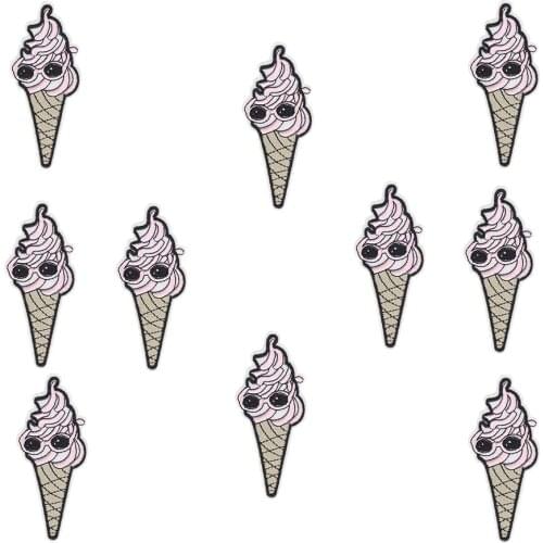 10PCS Cute Ice Cream Patch Stripe Sew Embroidery Patches for Kid Clothing Iron on Transfer Applique Patch for Clothes DIY Craft
