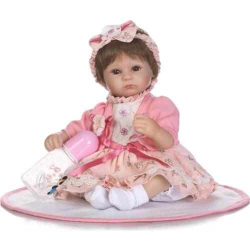 15inch Bebe Menina Baby Girl Doll Cute Pink Princess Style with Bow Knot Hoop Silicone Baby Reborn Doll