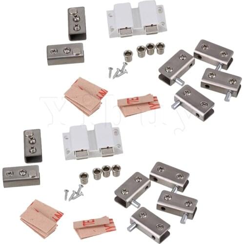 2 x Stainless Steel 5 to 8mm Thi Glass Door Hinge Double Kits with Screw