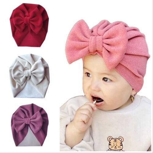 2020 New Winter Baby Hat for Girls Big Bow Autumn Turban Baby Cap Photography Props Infant Beanie Baby Girl Hat Accessories