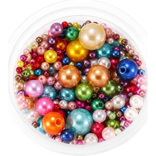360Pcs/Pack Mix Size 3/4/5/6/8/12mm Beads With Hole Colorful Pearls Round Acrylic Imitation Pearl DIY For Jewelry Making Craft