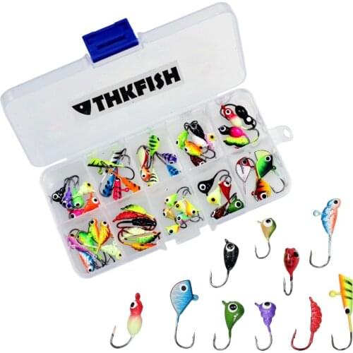 54pcs Winter Ice Fishing Jigs Lure 1g-2.5g Mini Metal Bait Hard Lure Bass Fishing Tackle Walleye Lures Ice Jigging Fishing Lure