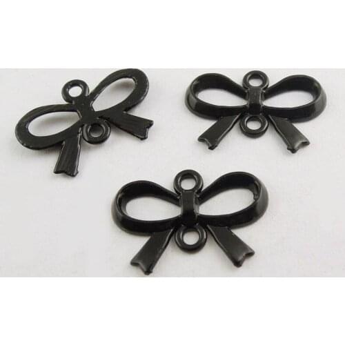 70pcs/pack Women Necklace Pendant Black Tone Alloy Bow knot Charms Connector Finding 22*13*2mm Jewelry Handmade Craft 37794