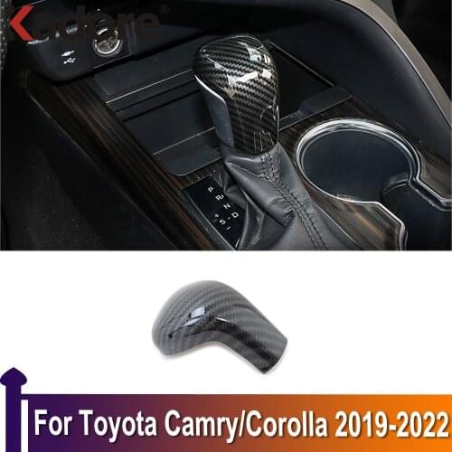 Car Gear Shift Knob Head Cover Trim For Toyota Camry 2018 2019 2020 AT Carbon Fiber Interior Accessories Car Sticker Styling