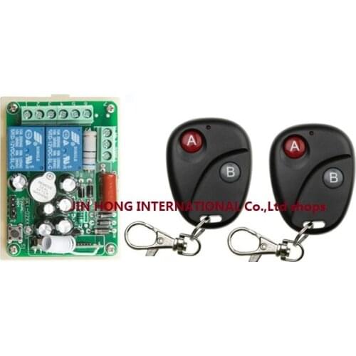 Free Shipping 220V 2CH RF Wireless Remote Control Switch learning code 1 recevier + 2 transmitter