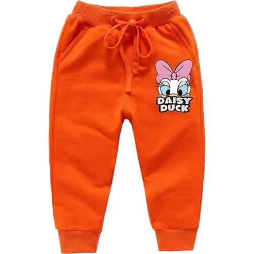 Cartoon Disney Donald Duck Girl Pants Autumn New Cotton Casual Sweatpants Minnie Mickey Mouse Print Kids Boy Trousers