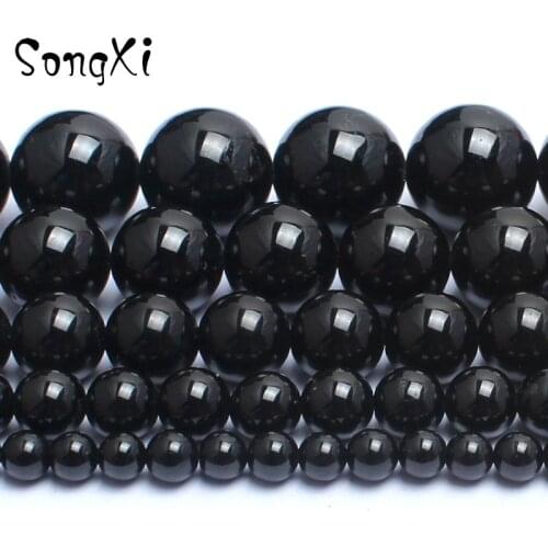 Natural Stone Beads Black Tourmaline DIY Beads For Jewelry Making Bracelet Necklace Women Earrings 15inches Size 4 6 8 10 12mm