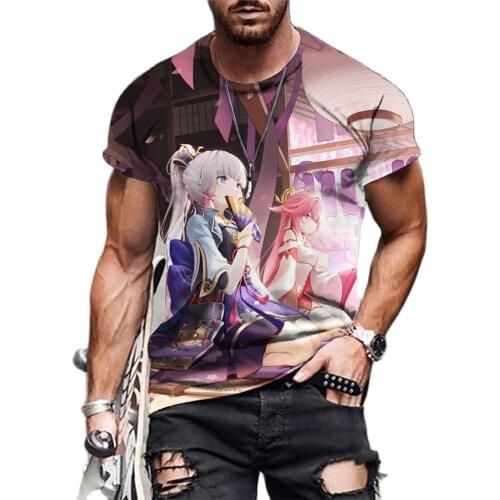 Genshin Impact Game Graphic T-Shirts Anime Men Tops Aesthetic Funny Clothes Kawaii Cartoon Summe