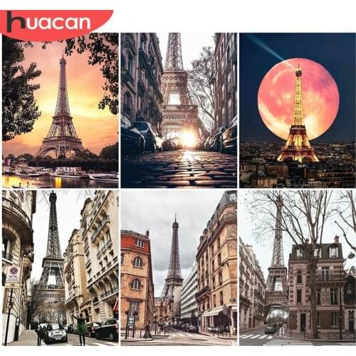 HUACAN DIY Diamond Painting Scenery City Rhinestone Of Picture Cross Stitch Tower Mosaic Diamond Street Decoration For Home