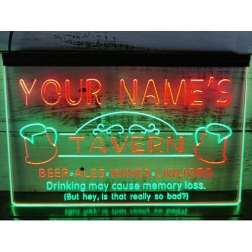 0S039 Name Personalized Custom Tavern Man Cave Bar Beer Dual Color LED Neon Sign