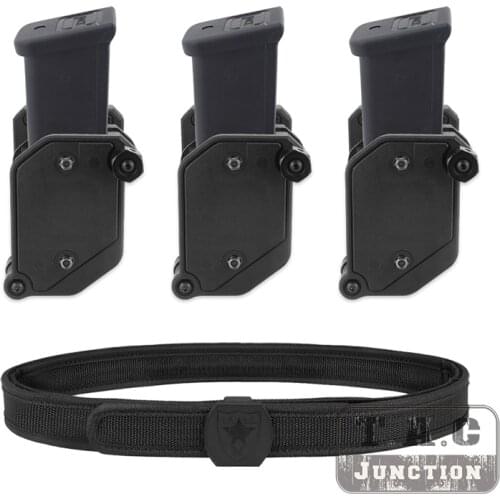 IPSC IDPA USPSA 3GUN 9mm. 45 3PCS Pistol Magazine Pouch + Speed Shooting Competition Belt Set For Tactical Shooting Hunting