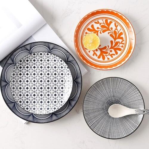 Pratos de jantar china dinnerware set kawaii plate 6Inch Nordic Style Underglaze Ceramic Tableware Family Hotel Creative Pellets