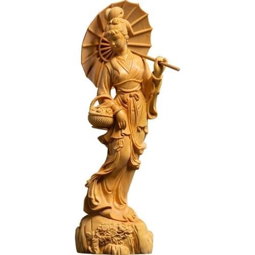 CHINESE CLASSICAL CHEONGSAM BEAUTY SCULPTURE FOLK HAND CARVING STATUE WALL HOME DECOR LUCKY DECORATION ACCESSORIES R1569