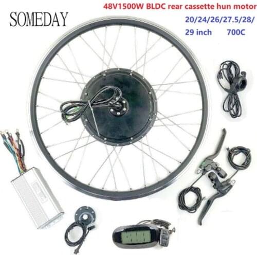 SOMEDAY 48V1500W BLDC Electric Bicycle conversion kit with spoke and rim with LCD6 display E-bike Rear cassette hub Motor
