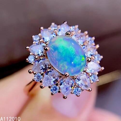 KJJEAXCMY fine jewelry 925 sterling silver inlaid natural opal new Female ring vintage Support Detection