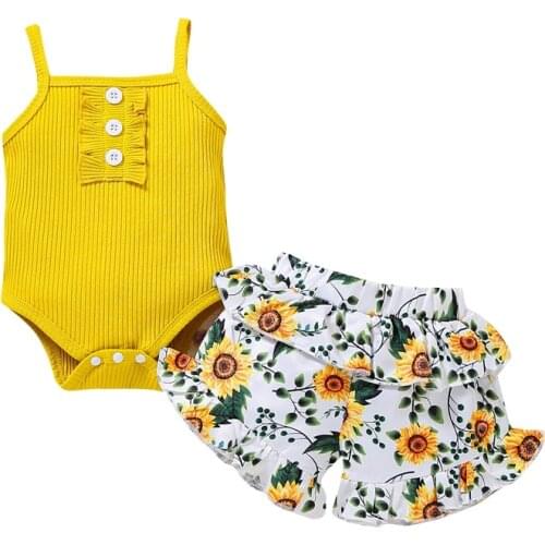 Infant Girls Summer Clothes Set Fashion Flower Toddler Girl Clothing 2021 Summer Girls Clothing Tops+Skirt 2Pcs Clothes Girls