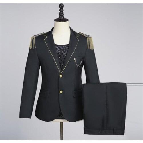 Singer suits mens blazers dance performance tassel jackets medal warlord dress terno masculino costume homme пиджак мужской