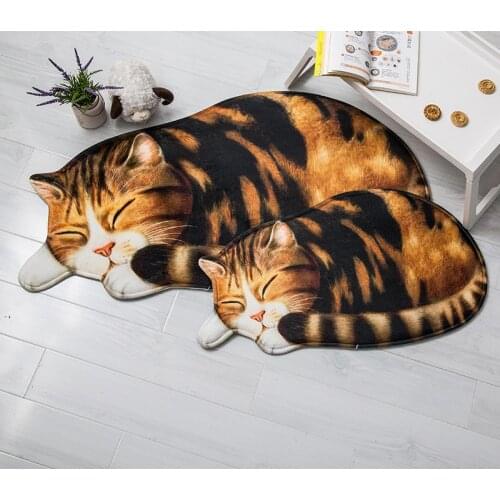 New Big 3D Printed Sleeping Cat Doormats Hallway Doorway Carpet Living Bedroom Anti-slip Floor Mats Kitchen Balcony Rugs Tapete