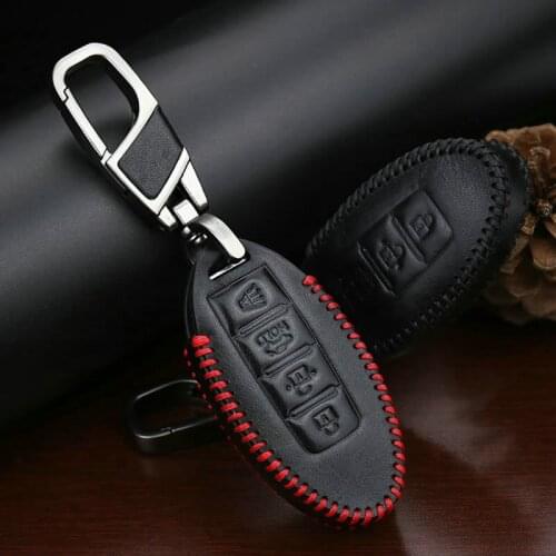 Leather Car Remote Keychain Case Cover for Nissan Qashqai X-Trail T32 T31 Juke J10 J11 Kicks Tiida Pathfinder Note For Infiniti