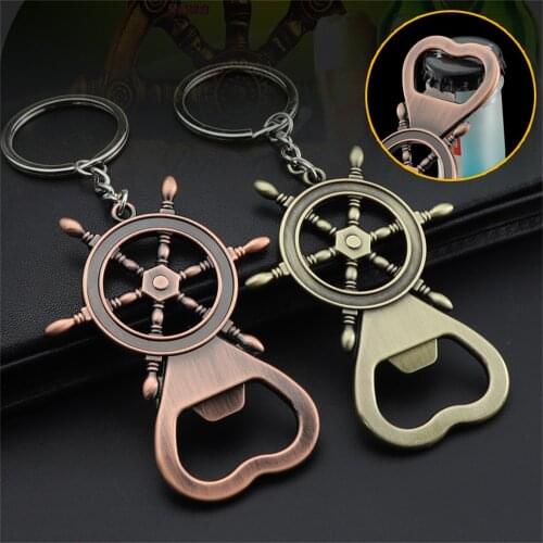 New Creative Rudder Bottle Opener Keychain Multifunction Key Pendant Men Keyrings Accessories Gift