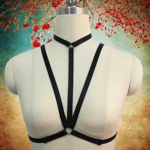 New sexy lingerie Harness cage bra pastel goth harajuku cupless lingerie bondage harness Body harness belt harness belt