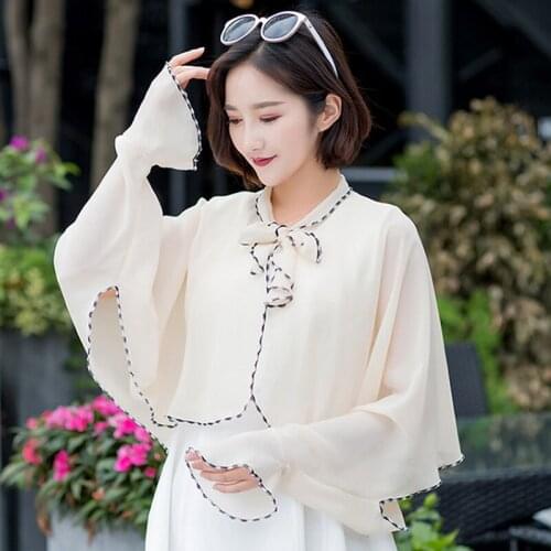 New Fashion summer Sunscreen shawls women large size lotus leaf edge chiffon long sleeve scarf