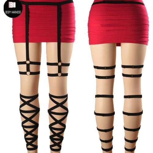 New women long combination garters belt body harness sexy leg Bondage lingerie Wedding Garter belt