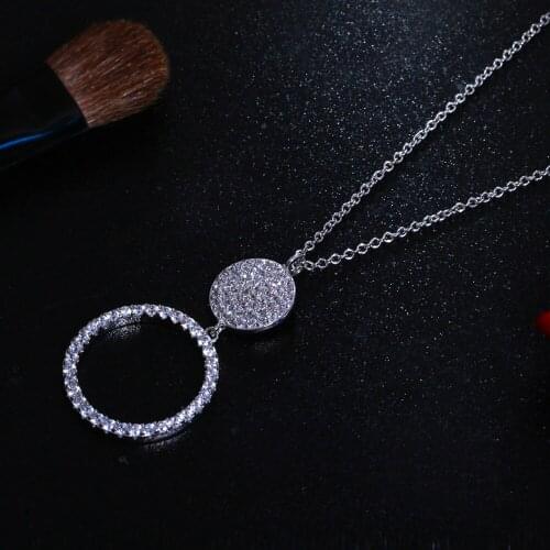 Zirconia Crystal Rhinestones Silver Color Round Circle Chain Necklaces & Pendants For Women 2021 Gift Great Jewelry