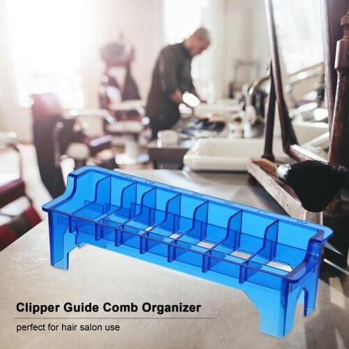 Plastic Clipper Guide Comb Organizer 8 Blocks Hair Clipper Guide Comb Storage Case Rack Rectangular Clipper Comb Holder