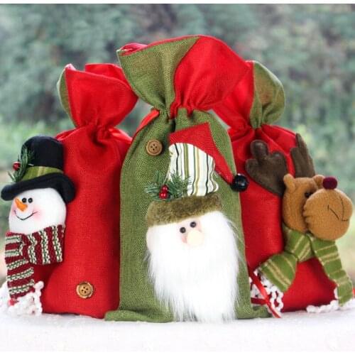 Festive Party Supplies Color cloth 3D Decorations Trumpet Handbag Burlap Candy Bag Christmas Gift Holders